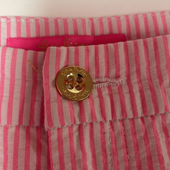 Lilly Pulitzer Womens shorts 10 pink white striped Kelly seersucker pink tropics - Picture 3 of 10